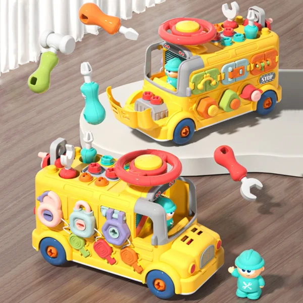 Busy Cube Toys Bus-Shaped Sensory Toddler Travel Toys Skill Learning Activity Cube Toy For School Montessori Educational Toys