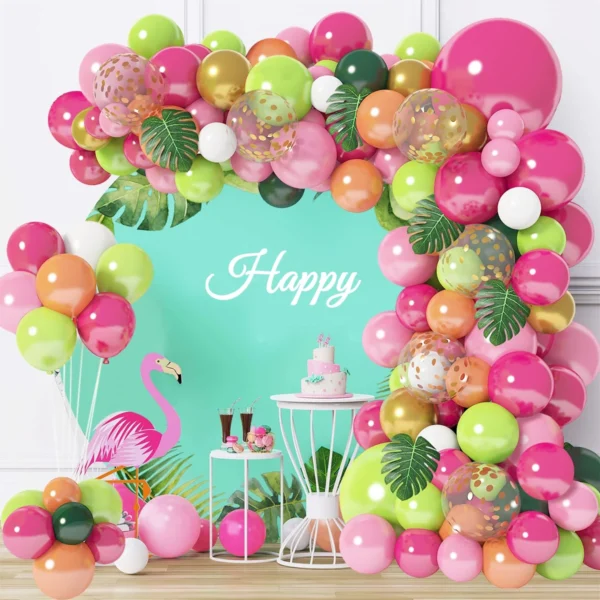Hawaiian Balloon Garland Arch Kit Birthday Party Decor Kids Tropical Summer Hawaii Party Decoration Flamingo Aloha Baby Shower