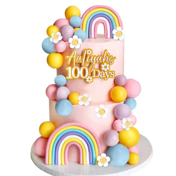 35 PCS Cake Toppers Boho Cake Topper Hippie Party Decorations with Flower Rainbow Balls Girl Birthday Party and Room Decoration